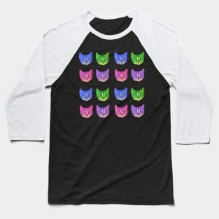 Colorful Small Kitty Faces Baseball T-Shirt